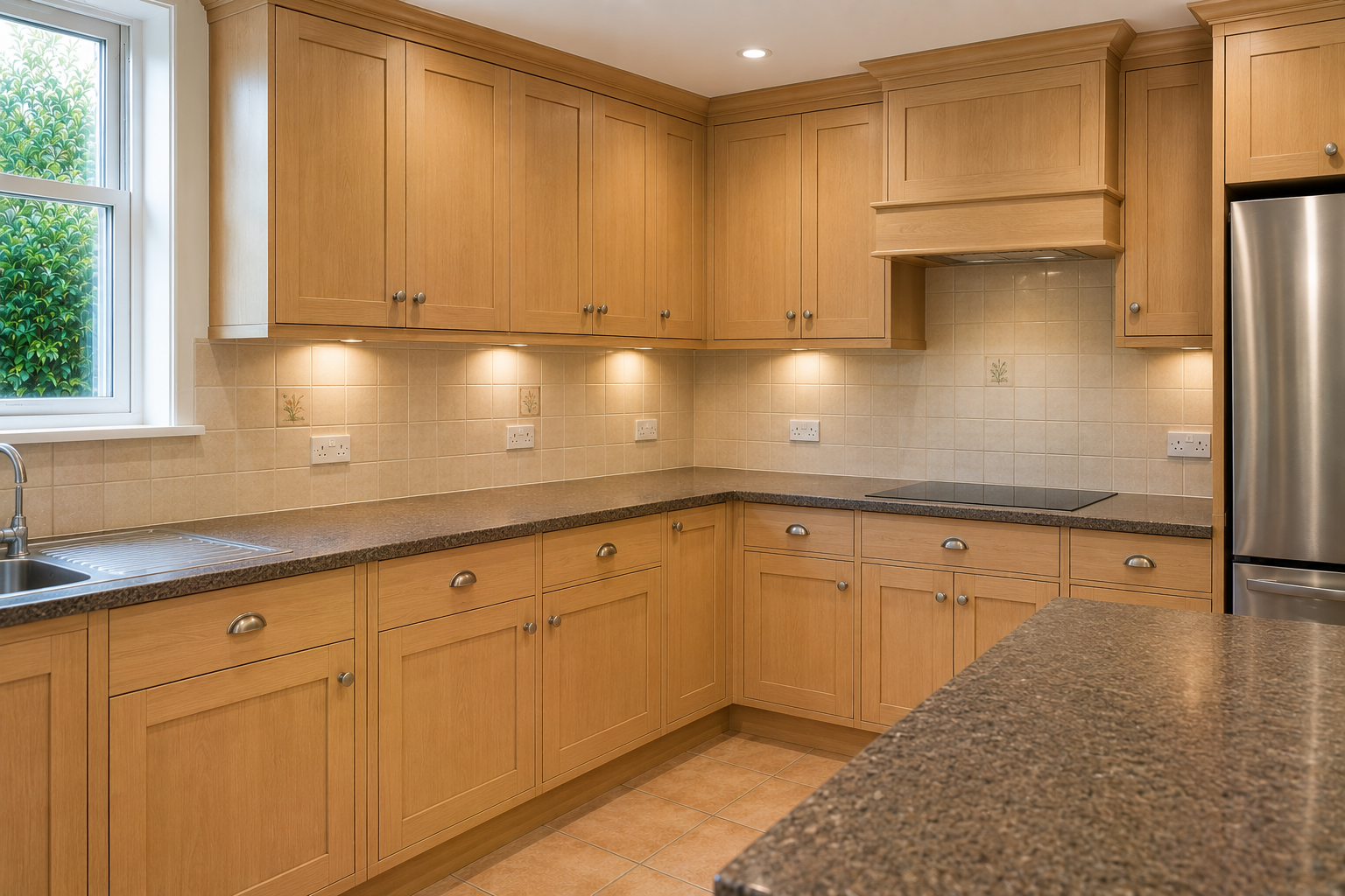 Kitchen before spray finishing