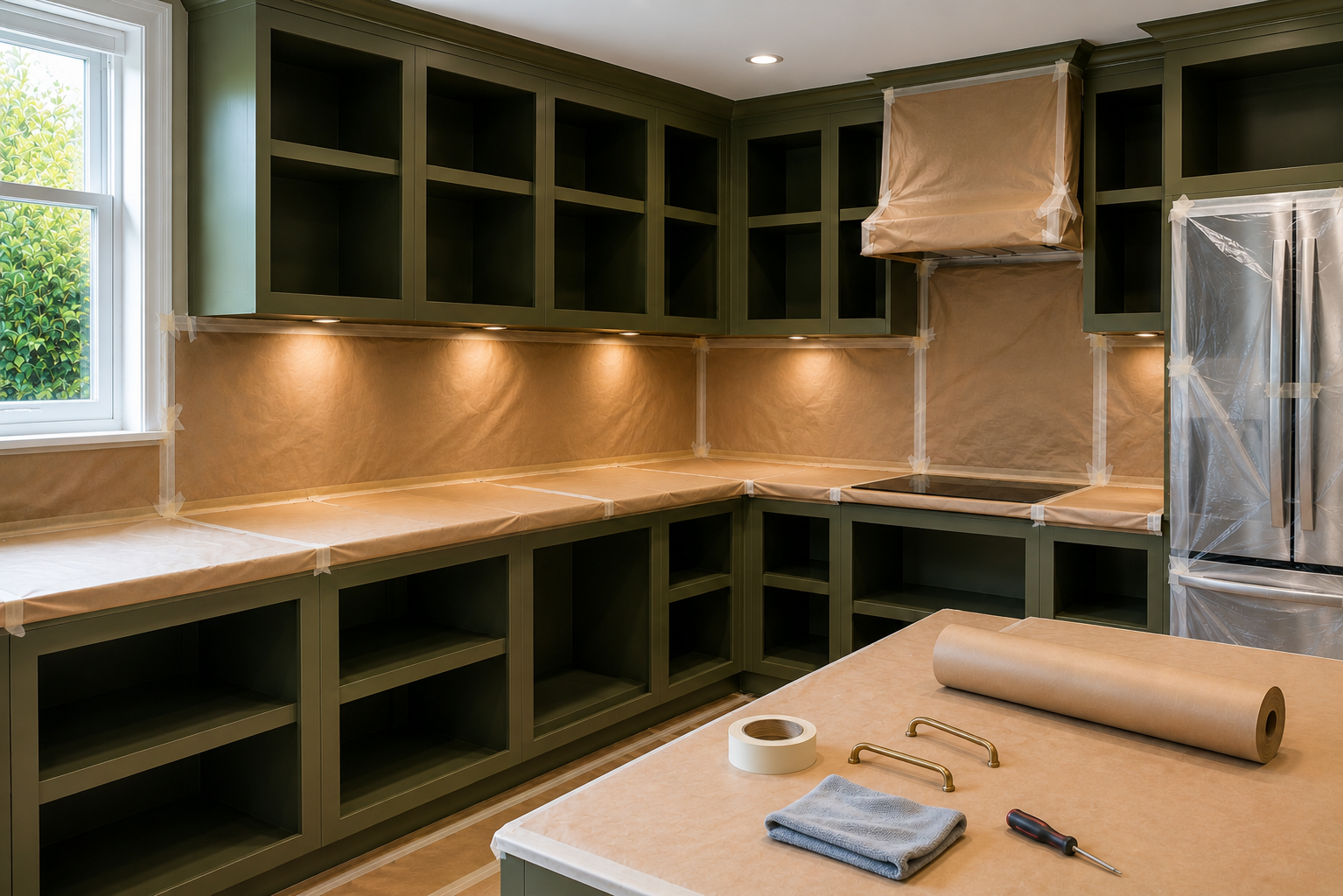 Kitchen spray finishing in progress