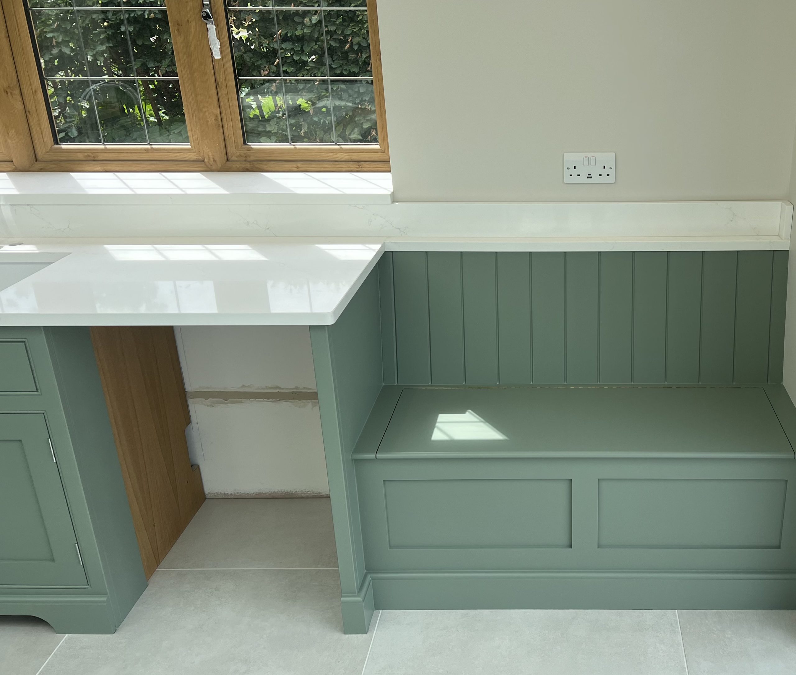 Finished painted seating area