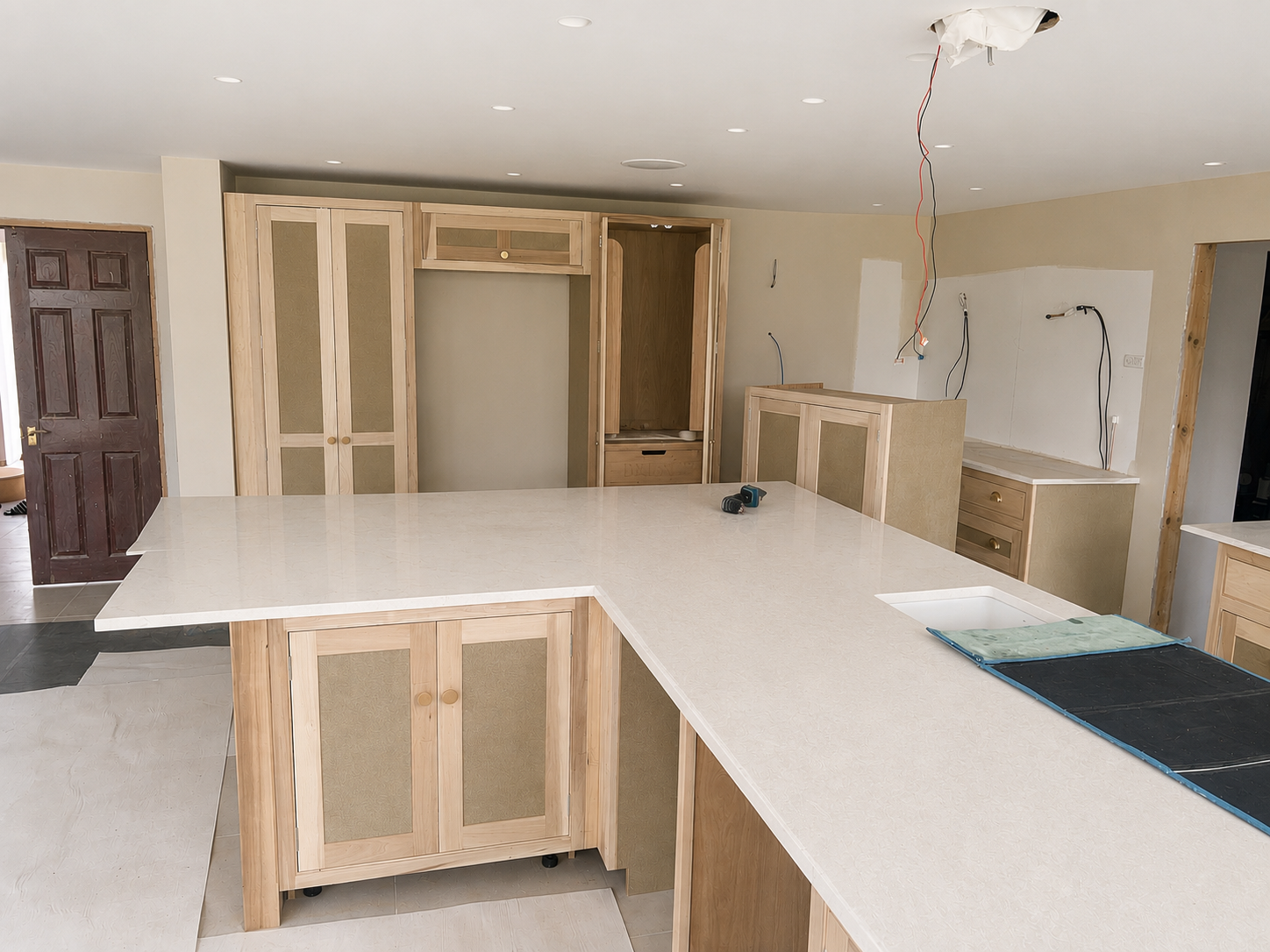 Before photograph of Handmade Kitchens of Christchurch cabinetry ready for painting