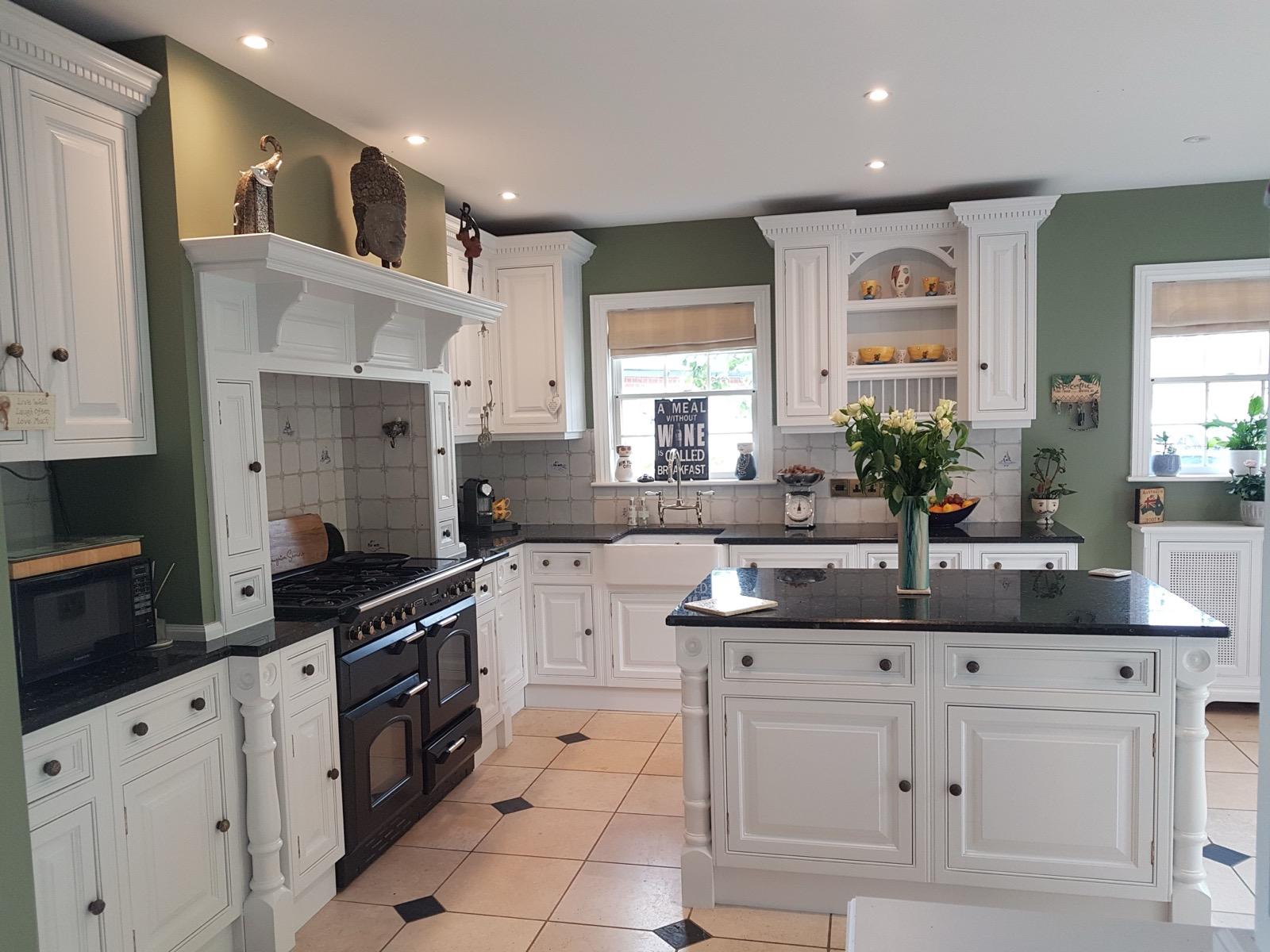 White kitchen with tiled floor
