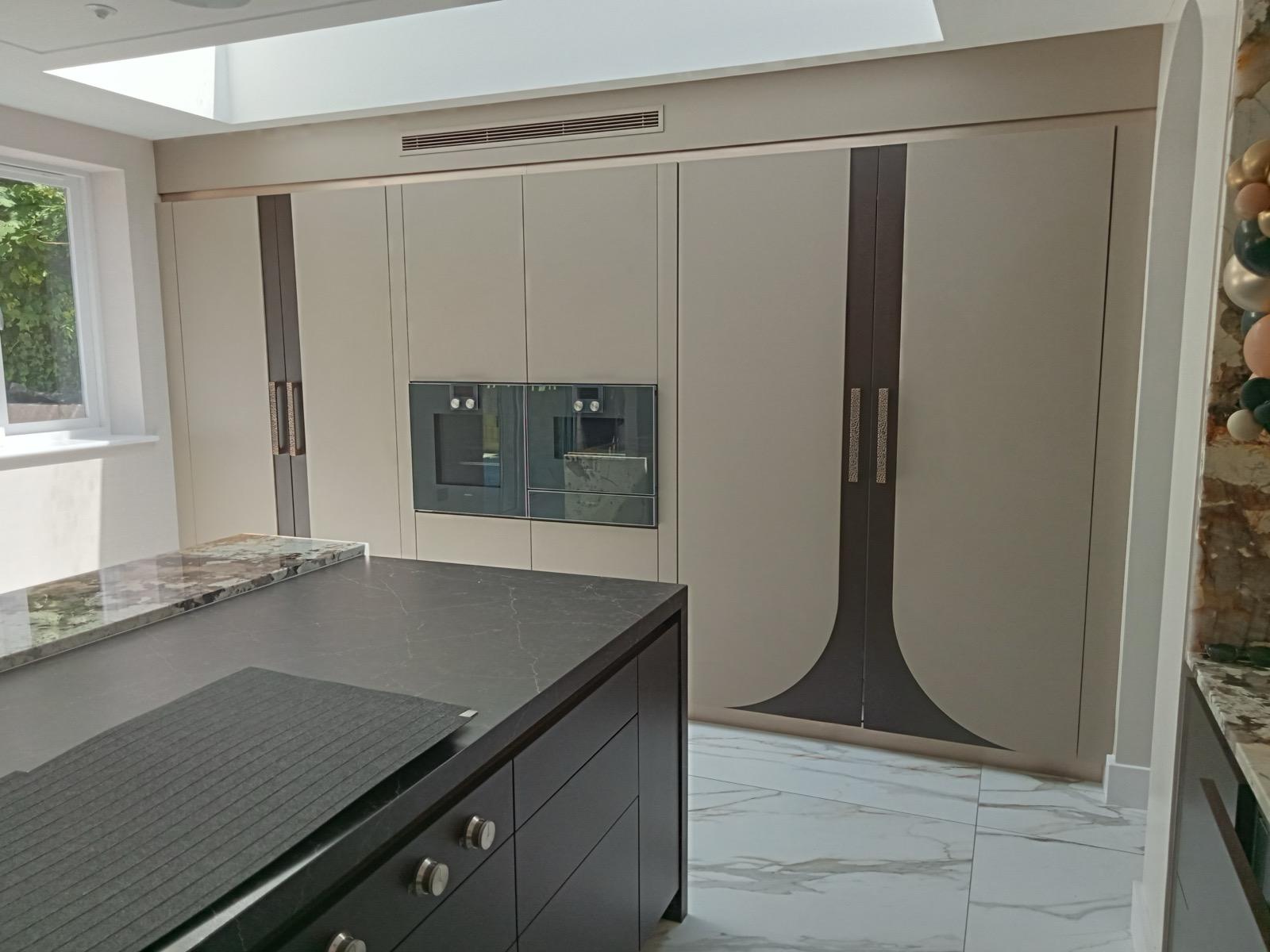 Light cream kitchen dark island