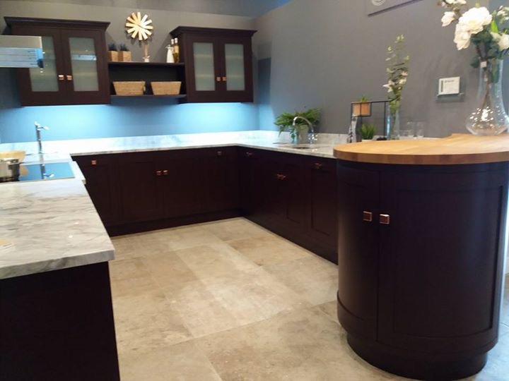Dark prune kitchen cabinets